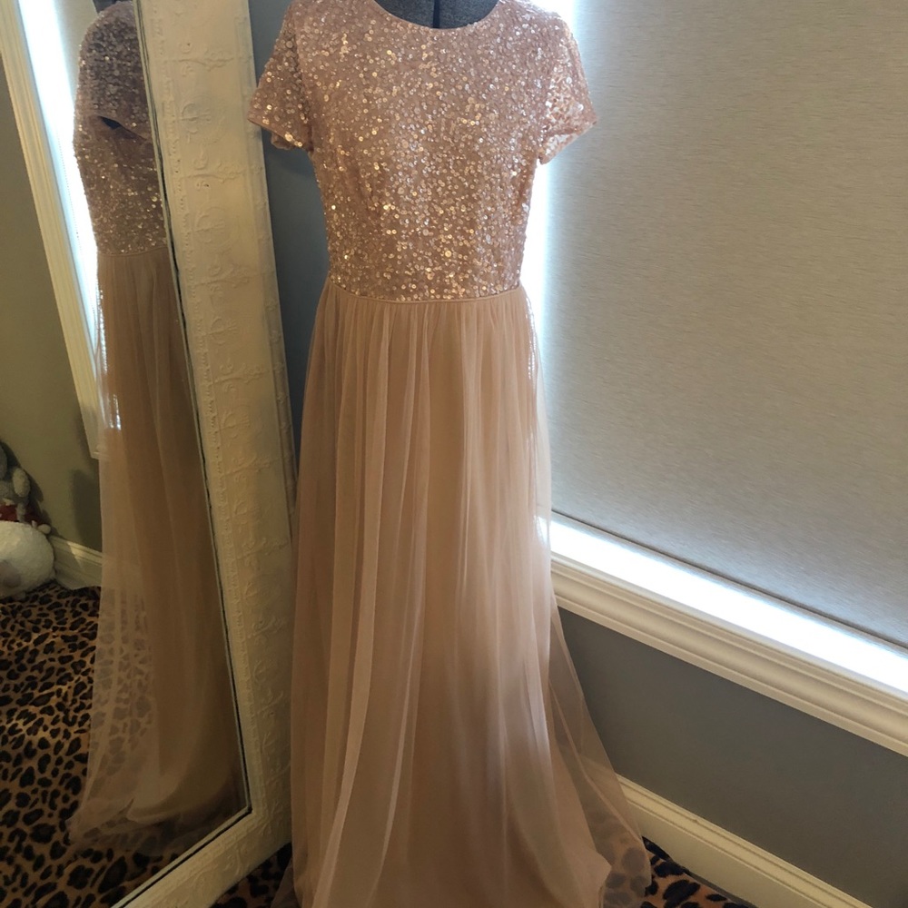 Adrianna Papell 10 rose gold gown